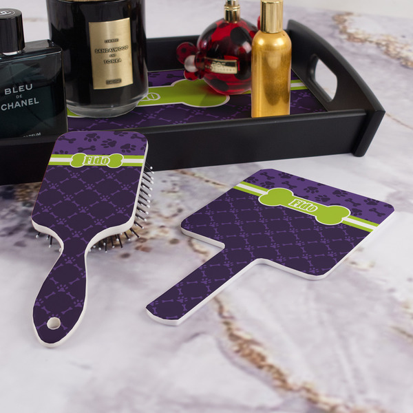 Pawprints & Bones Hair Brush and Hand Mirror - Bathroom Scene