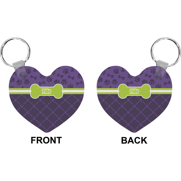 Pawprints & Bones Heart Keychain (Front + Back)