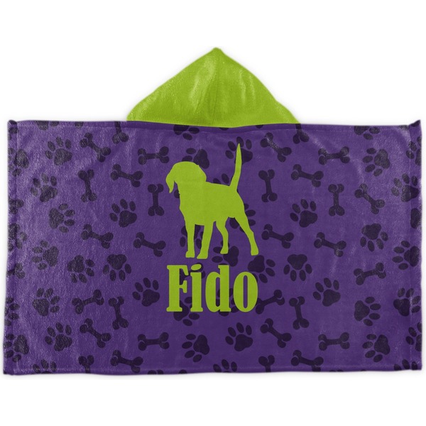 Custom Pawprints & Bones Kids Hooded Towel (Personalized)