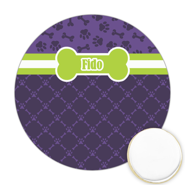 Custom Pawprints & Bones Printed Cookie Topper - Round (Personalized)
