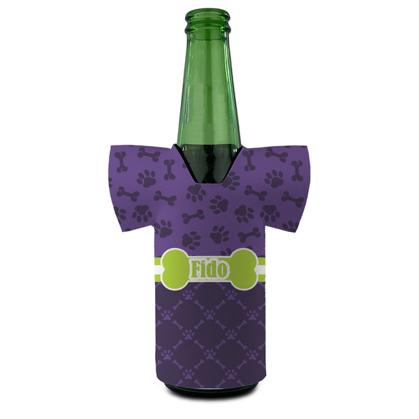 Pawprints & Bones Jersey Bottle Cooler - FRONT (on bottle)