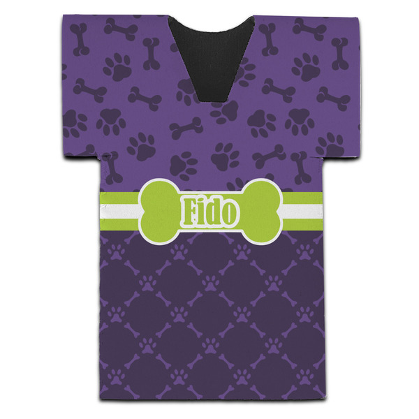 Pawprints & Bones Jersey Bottle Cooler - Set of 4 - FRONT (flat)