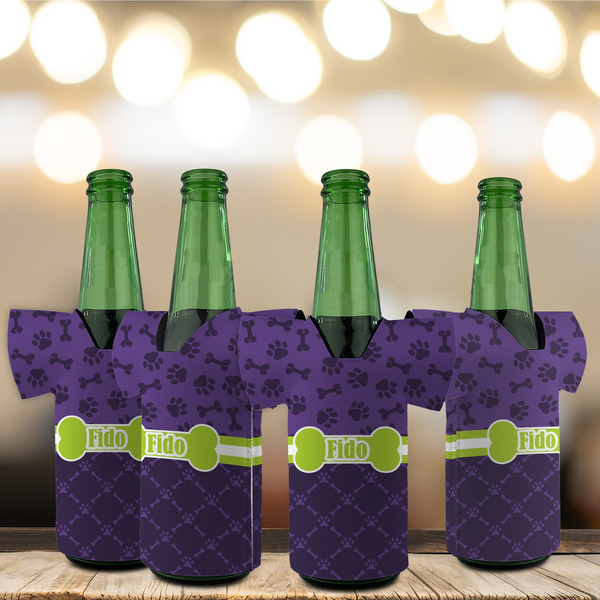 Pawprints & Bones Jersey Bottle Cooler - Set of 4 - LIFESTYLE