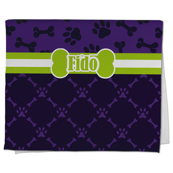 Custom Pawprints & Bones Kitchen Towel - Poly Cotton w/ Name or Text