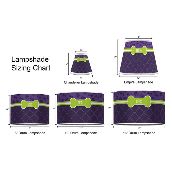 Pawprints & Bones Lampshade Sizing Chart