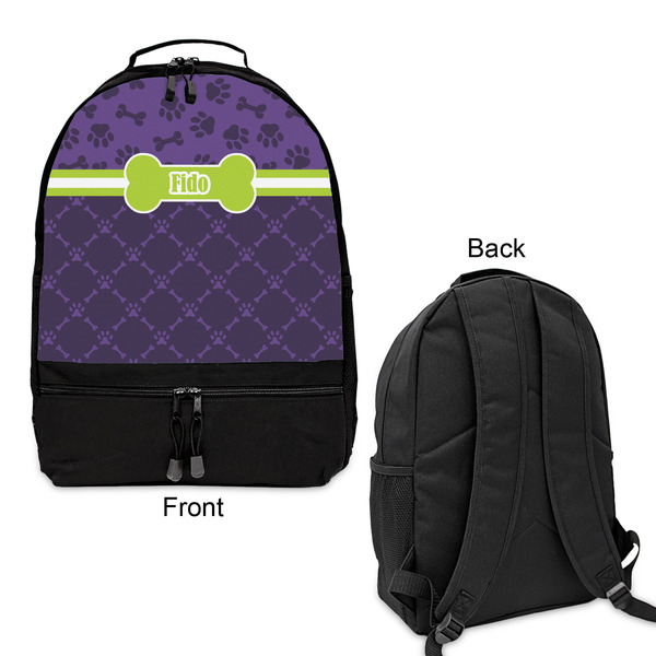 Pawprints & Bones Large Backpack - Black - Front & Back View
