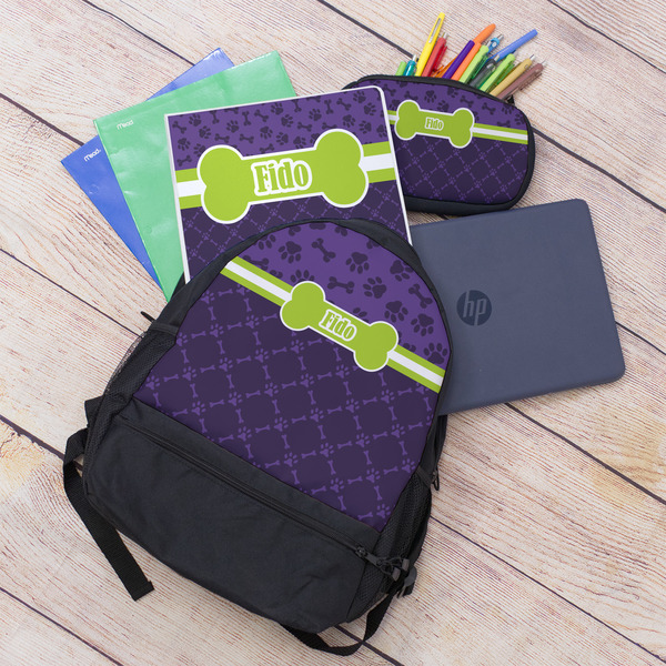 Pawprints & Bones Large Backpack - Black - With Stuff