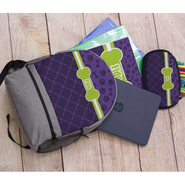 Pawprints & Bones Large Backpack - Gray - With Stuff