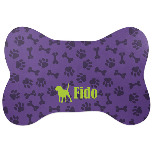 Custom Pawprints & Bones Bone Shaped Dog Food Mat (Personalized)