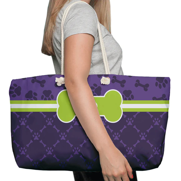 Pawprints & Bones Large Rope Tote Bag - In Context View