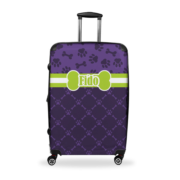 Custom Pawprints & Bones Suitcase - 28" Large - Checked w/ Name or Text