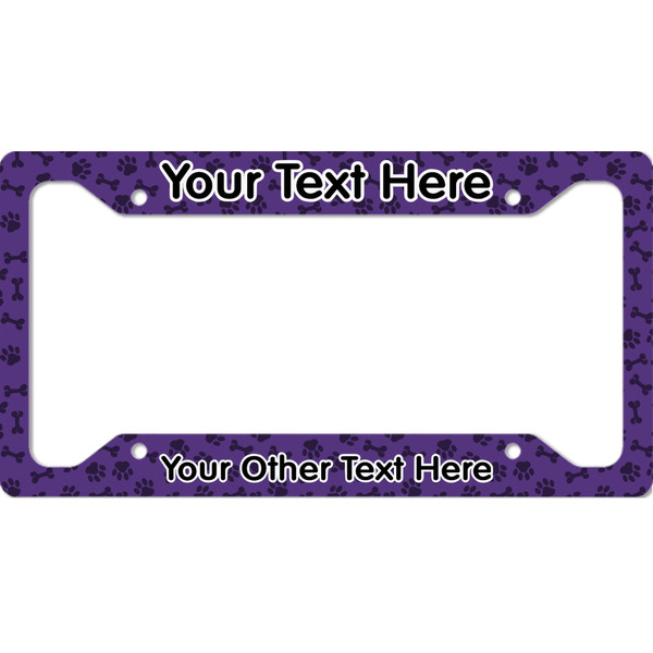 Custom Pawprints & Bones License Plate Frame - Style A (Personalized)