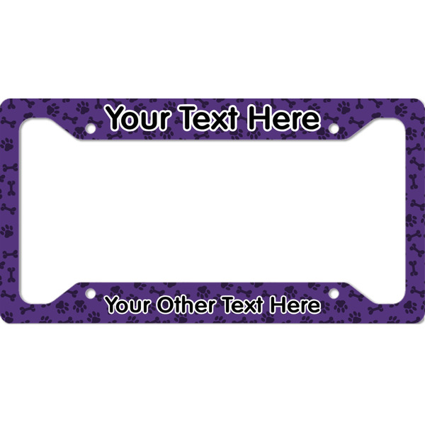 Custom Pawprints & Bones License Plate Frame (Personalized)