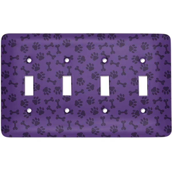 Custom Pawprints & Bones Light Switch Cover (4 Toggle Plate)