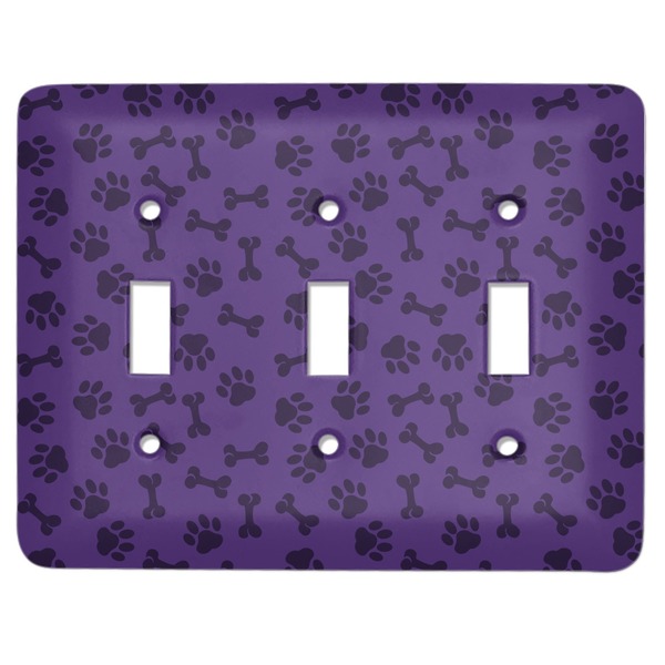 Custom Pawprints & Bones Light Switch Cover (3 Toggle Plate)