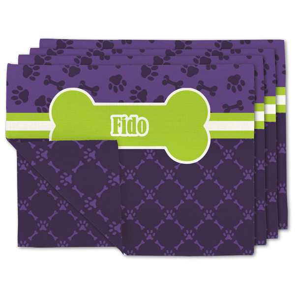 Custom Pawprints & Bones Linen Placemat w/ Name or Text