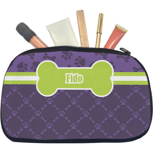 Custom Pawprints & Bones Makeup / Cosmetic Bag - Medium (Personalized)