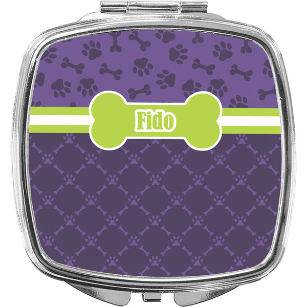 Custom Pawprints & Bones Compact Makeup Mirror (Personalized)