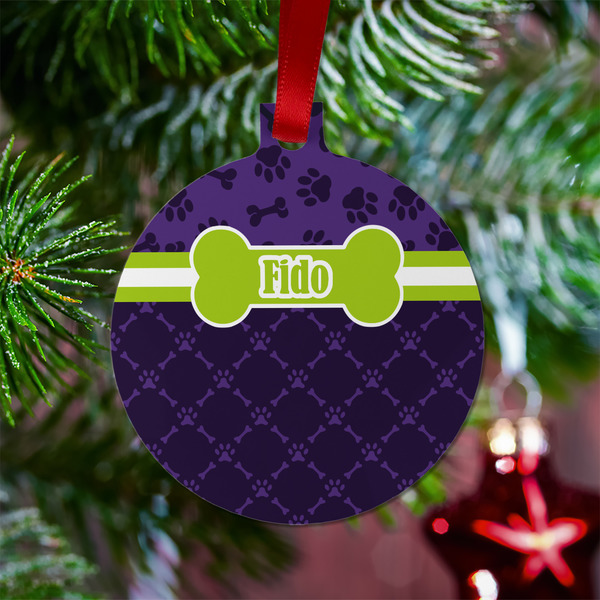 Pawprints & Bones Metal Ball Ornament - Lifestyle