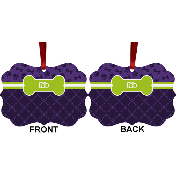 Pawprints & Bones Metal Benilux Ornament - Front and Back (APPROVAL)