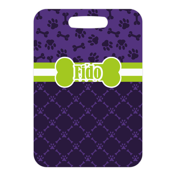 Pawprints & Bones Metal Luggage Tag - Front Without Strap