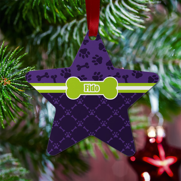 Pawprints & Bones Metal Star Ornament - Lifestyle