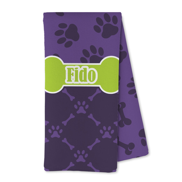 Custom Pawprints & Bones Kitchen Towel - Microfiber (Personalized)