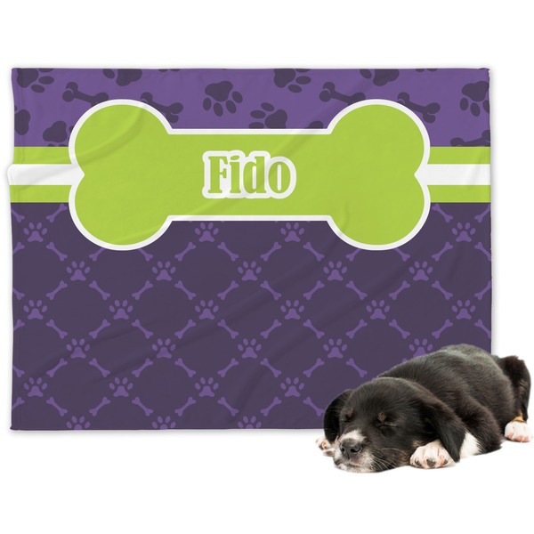 Custom Pawprints & Bones Dog Blanket - Large (Personalized)