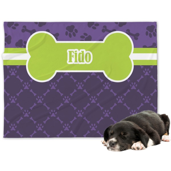 Custom Pawprints & Bones Dog Blanket (Personalized)