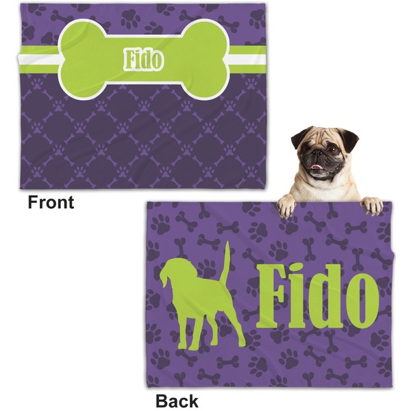 Pawprints & Bones Microfleece Dog Blanket - Regular - Front & Back