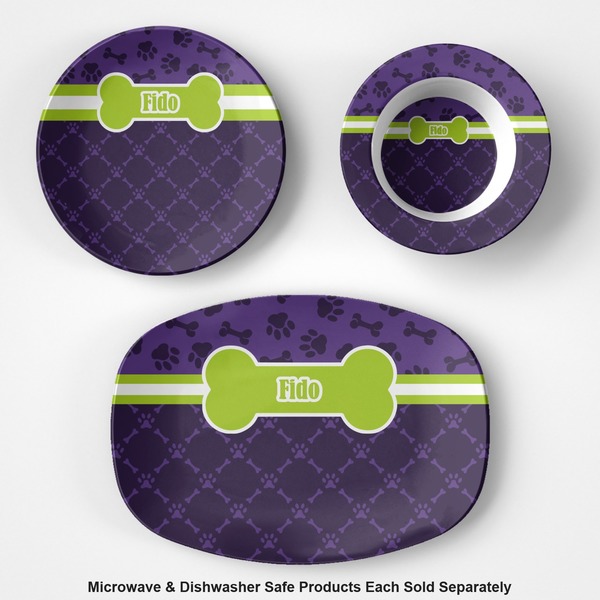 Pawprints & Bones Microwave & Dishwasher Safe CP Plastic Dishware - Group