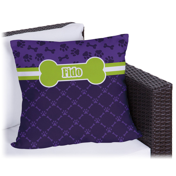 Custom Pawprints & Bones Outdoor Pillow - 16" (Personalized)