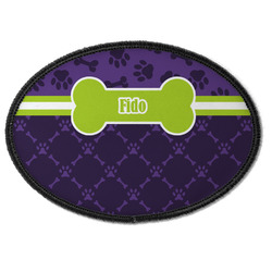 Pawprints & Bones Iron On Oval Patch w/ Name or Text
