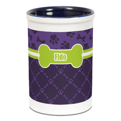 Pawprints & Bones Ceramic Pencil Holders - Blue