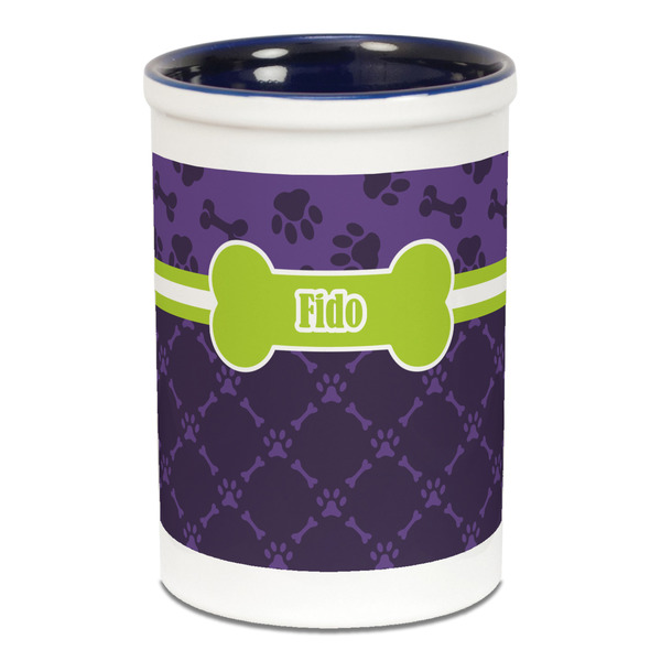 Pawprints & Bones Pencil Holder - Blue