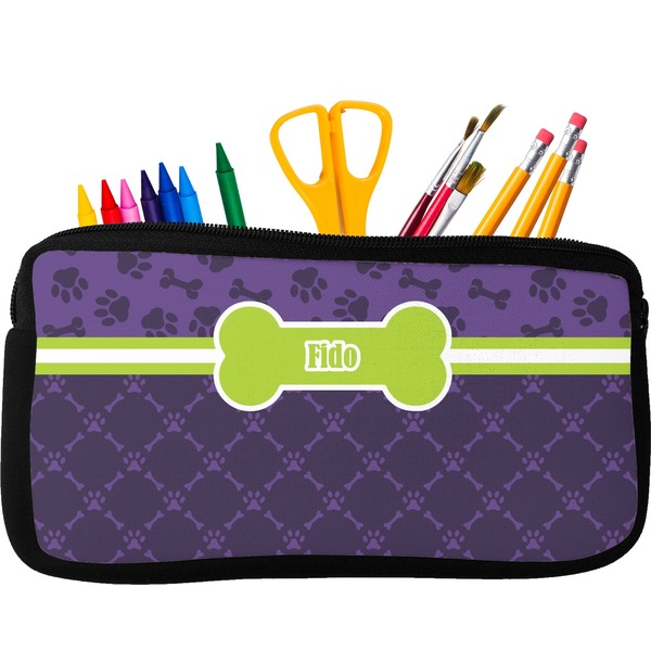 Custom Pawprints & Bones Neoprene Pencil Case (Personalized)