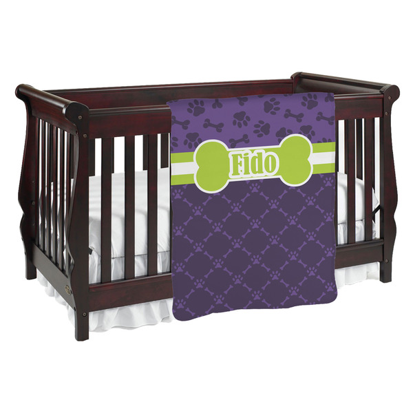 Custom Pawprints & Bones Baby Blanket (Single Sided) (Personalized)