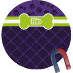 Pawprints & Bones Round Fridge Magnet (Personalized)