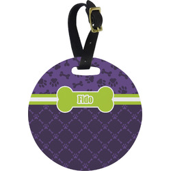 Pawprints & Bones Plastic Luggage Tag - Round (Personalized)