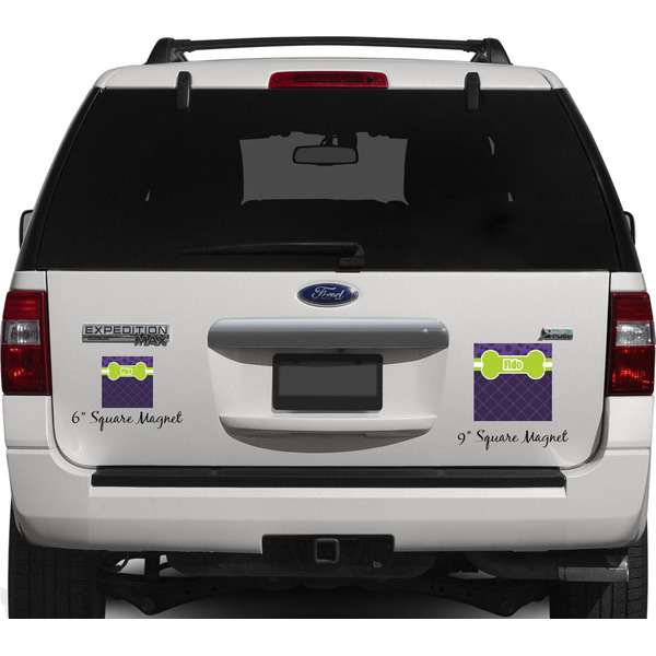 Pawprints & Bones Personalized Square Car Magnets on Ford Explorer