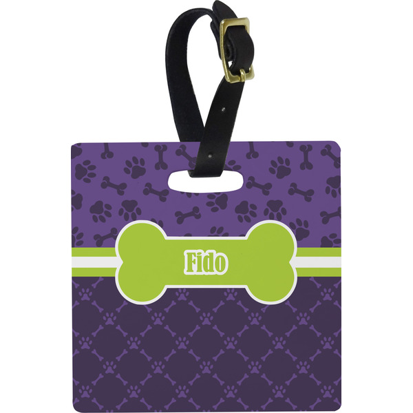 Pawprints & Bones Personalized Square Luggage Tag