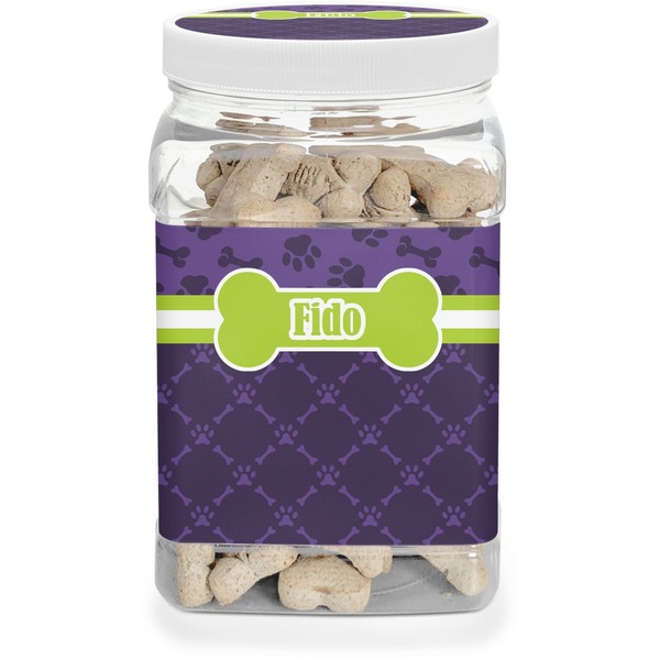 Custom Pawprints & Bones Dog Treat Jar (Personalized)