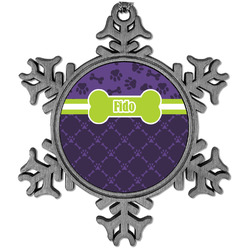 Pawprints & Bones Vintage Snowflake Ornament (Personalized)