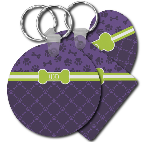 Custom Pawprints & Bones Plastic Keychain (Personalized)