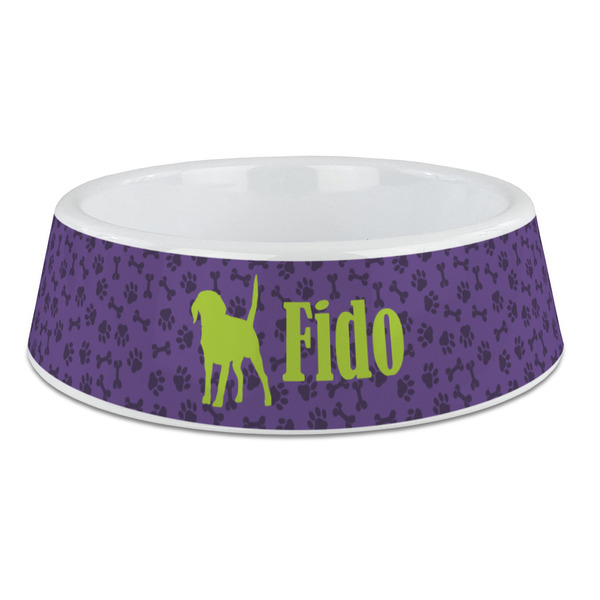Custom Pawprints & Bones Plastic Dog Bowl - Large (Personalized)