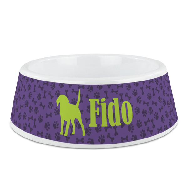 Custom Pawprints & Bones Plastic Dog Bowl (Personalized)