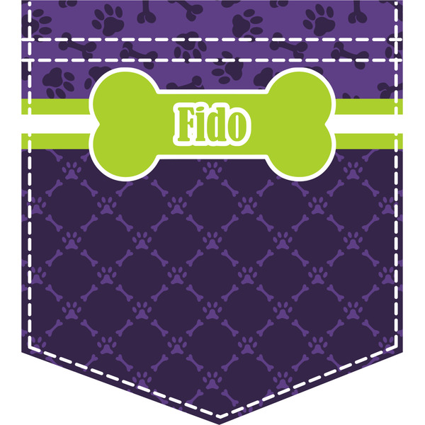 Custom Pawprints & Bones Iron On Faux Pocket (Personalized)