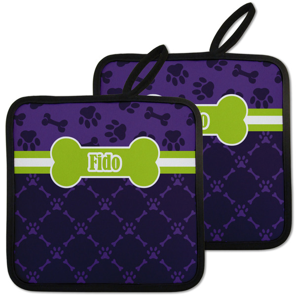 Pawprints & Bones Pot Holders - Set of 2 MAIN