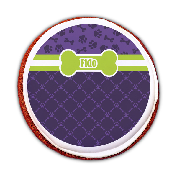 Pawprints & Bones Printed Icing Circle - Medium - On Cookie