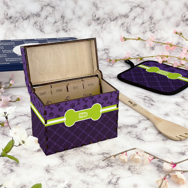 Pawprints & Bones Recipe Box - Full Color - In Context